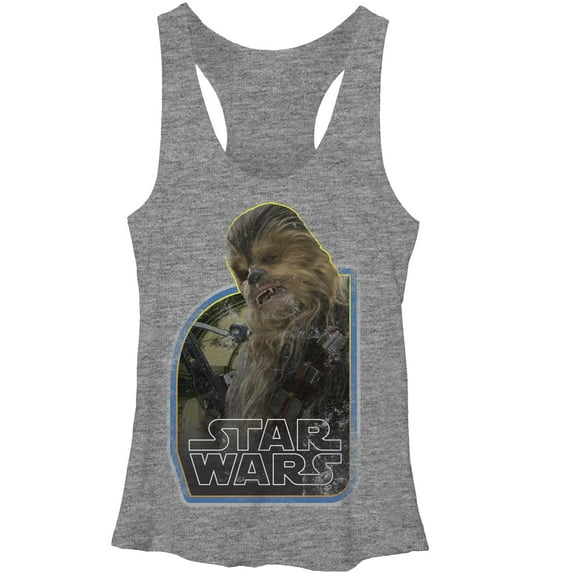 Women's Star Wars The Force Awakens Vintage Chewbacca  Racerback Tank Top Gray Heather Large