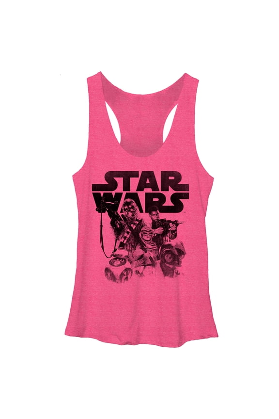Women's Star Wars The Force Awakens Vintage  Racerback Tank Top Pink Heather Medium