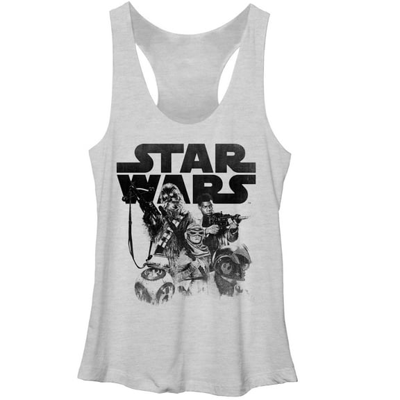 Women's Star Wars The Force Awakens Vintage  Racerback Tank Top White Heather Large