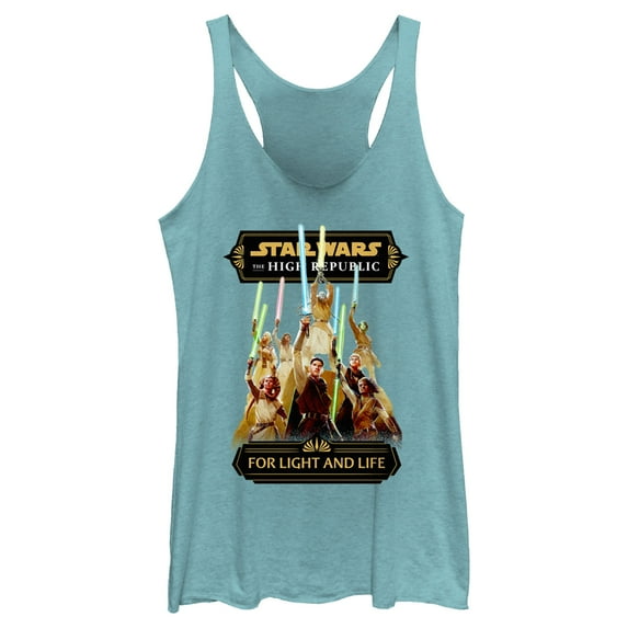 Women's Star Wars The High Republic Jedi For Light and Life Racerback Tank Top Tahiti Blue 2X Large