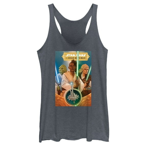 Women's Star Wars The High Republic Jedi There Is No Fear Team Racerback Tank Top Navy Blue Heather Small