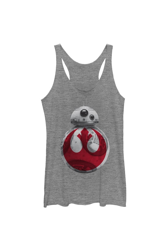 Women's Star Wars The Last Jedi BB-8 Rebel Symbol Racerback Tank Top Gray Heather X Large