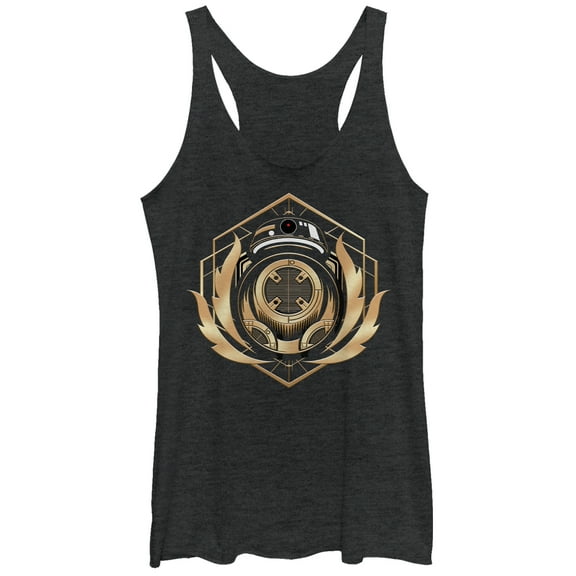 Women's Star Wars The Last Jedi BB-9E Flames  Racerback Tank Top Black Heather Medium