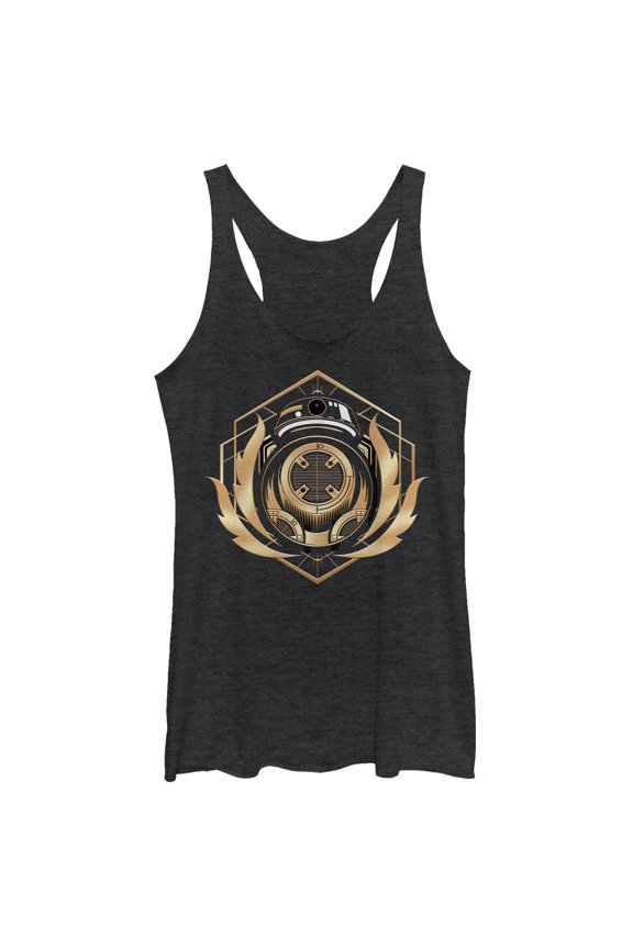 Women's Star Wars The Last Jedi BB-9E Flames Racerback Tank Top Black Heather Small
