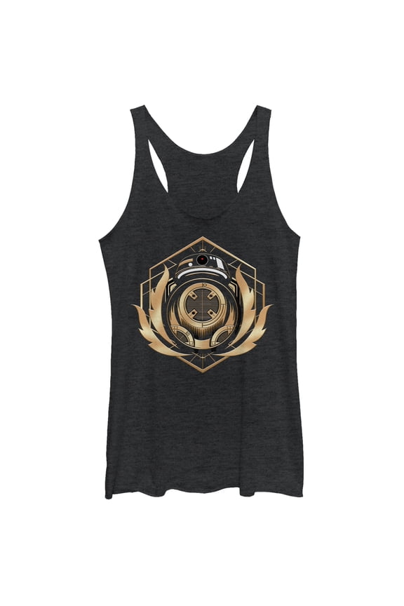 Women's Star Wars The Last Jedi BB-9E Flames Racerback Tank Top Black Heather X Large