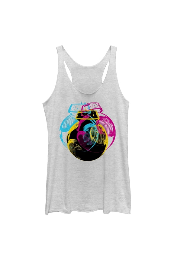 Women's Star Wars The Last Jedi BB-9E Retro Pop  Racerback Tank Top White Heather X Small