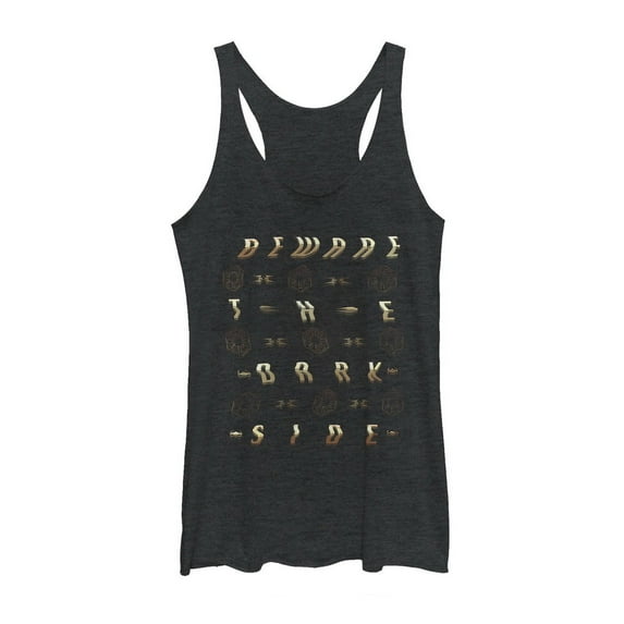 Women's Star Wars The Last Jedi Beware Dark Side Distort Racerback Tank Top Black Heather 2X Large