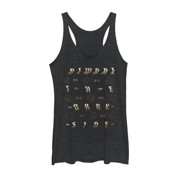 Women's Star Wars The Last Jedi Beware Dark Side Distort Racerback Tank Top Black Heather Large