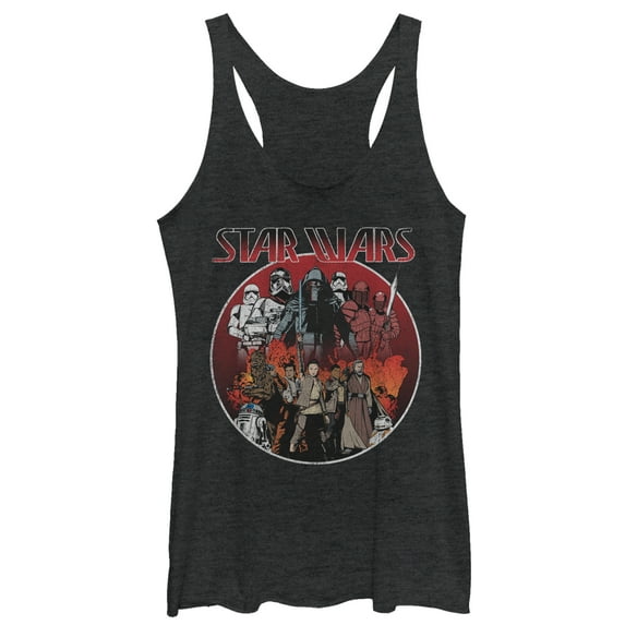 Women's Star Wars The Last Jedi Character Circle Racerback Tank Top Black Heather Small