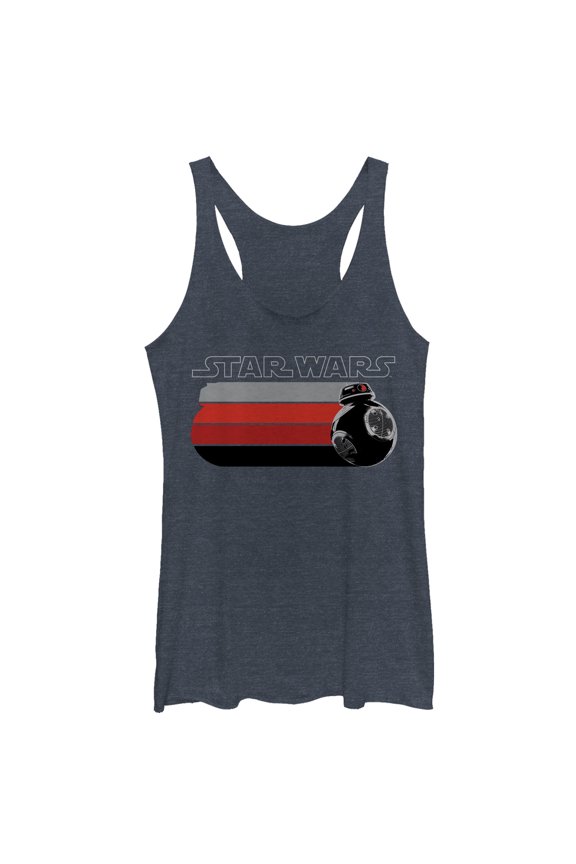 Women's Star Wars The Last Jedi Droid Streak Racerback Tank Top Navy Blue Heather Medium