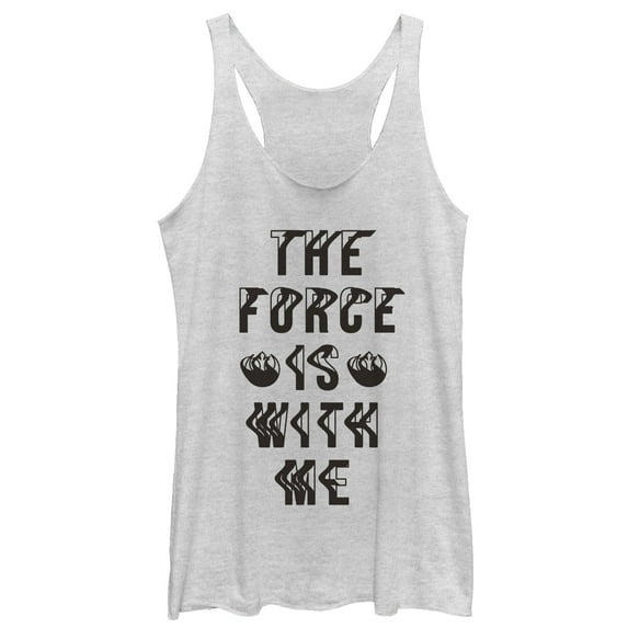 Women's Star Wars The Last Jedi Force With Me Distort Racerback Tank Top White Heather X Large