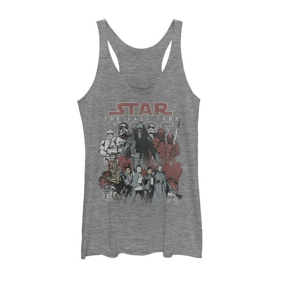 Women's Star Wars The Last Jedi Group Shot  Racerback Tank Top Gray Heather Medium