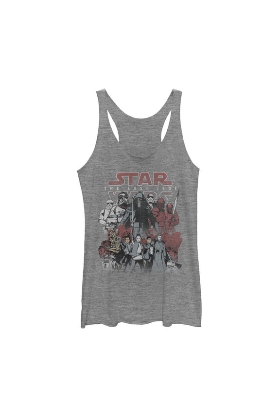 Women's Star Wars The Last Jedi Group Shot Racerback Tank Top Gray Heather X Small