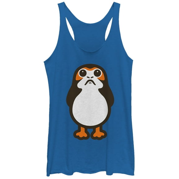 Women's Star Wars The Last Jedi Porg Cartoon Racerback Tank Top Royal Blue Heather Large