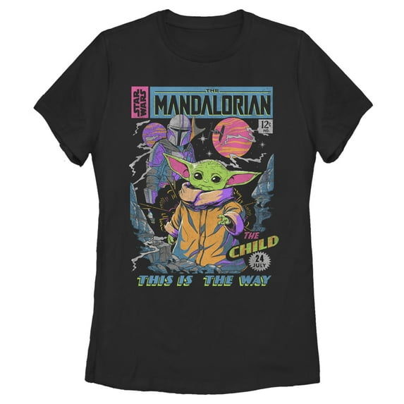 Women's Star Wars: The Mandalorian 12 Cents Retro Comic Graphic Tee Black 2X Large