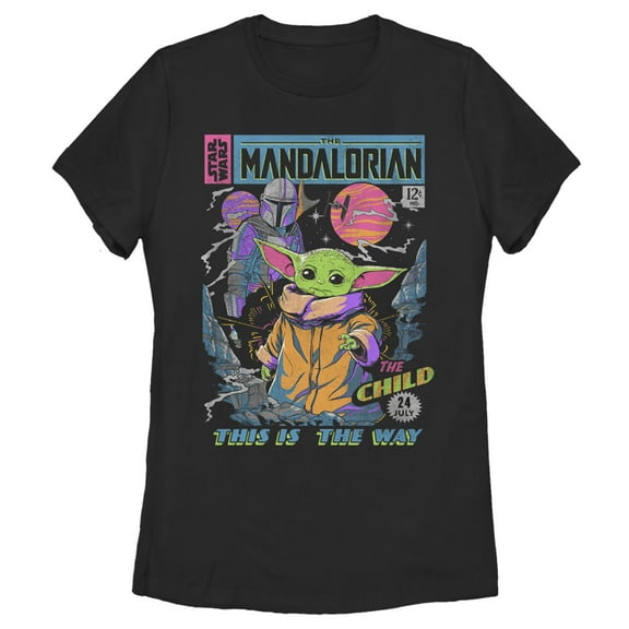 Women's Star Wars: The Mandalorian 12 Cents Retro Comic  Graphic Tee Black Large