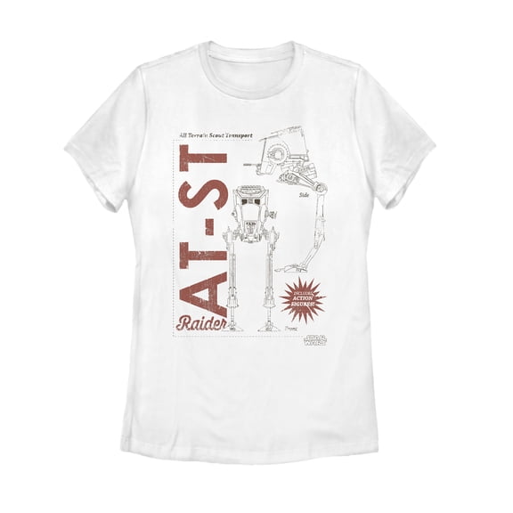 Women's Star Wars: The Mandalorian AT-ST Action Figure Graphic Tee White 2X Large
