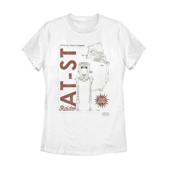 Women's Star Wars: The Mandalorian AT-ST Action Figure Graphic Tee White Small