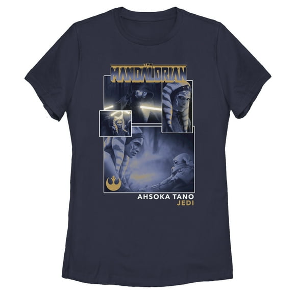Women's Star Wars: The Mandalorian Ahsoka Tano Jedi Collage  Graphic Tee Navy Blue Small