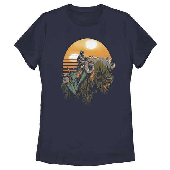 Women's Star Wars: The Mandalorian Bantha Riders  Graphic Tee Navy Blue Small