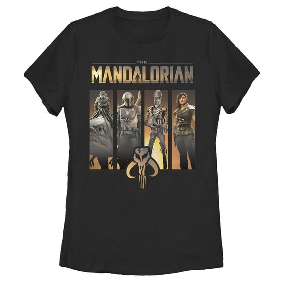 Women's Star Wars: The Mandalorian Character Panel Graphic Tee Black X Large