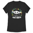 thumbnail image 1 of Women's Star Wars: The Mandalorian Christmas The Child Galaxy's Greetings  Graphic Tee Black Small, 1 of 4