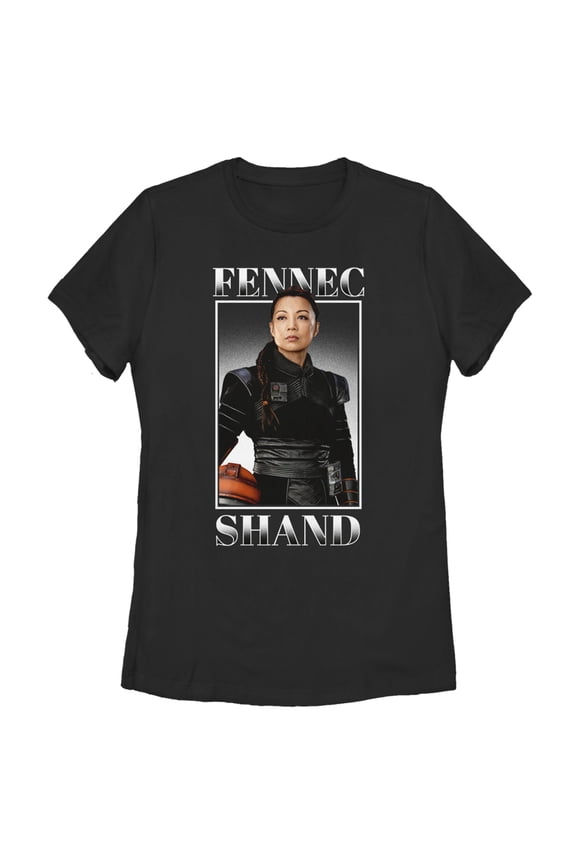 Women's Star Wars: The Mandalorian Fennec Shand Portrait Graphic Tee Black 2X Large