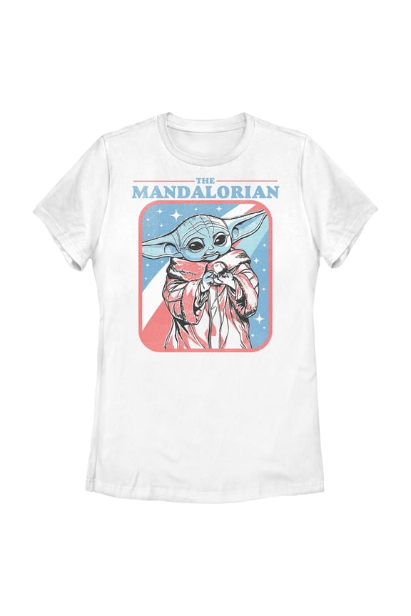 Women's Star Wars: The Mandalorian Fourth of July Grogu Stars and Stripes Graphic Tee White 2X Large