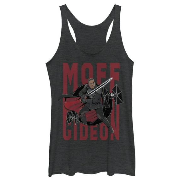 Women's Star Wars: The Mandalorian Gideon Retrieve The Asset  Racerback Tank Top Black Heather 2X Large
