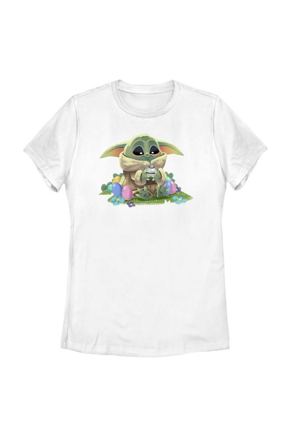 Women's Star Wars: The Mandalorian Grogu Easter Egg Collector Graphic Tee White 2X Large