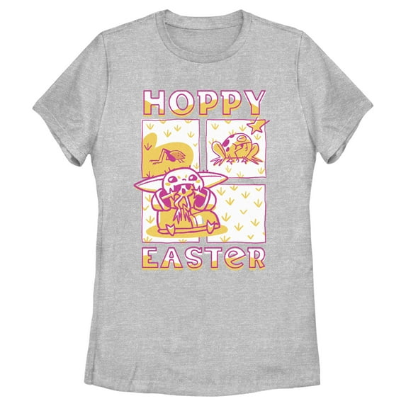 Women's Star Wars: The Mandalorian Grogu Hoppy Easter Graphic Tee Athletic Heather Medium