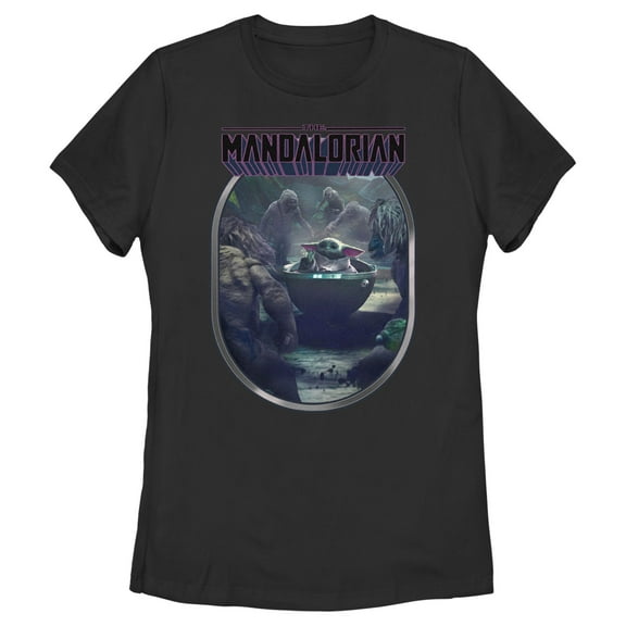 Women's Star Wars: The Mandalorian Grogu and the Alamites Graphic Tee Black Small