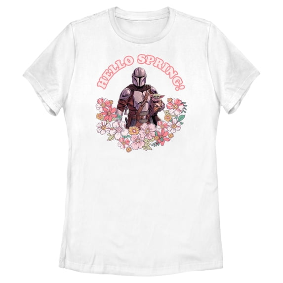 Women's Star Wars: The Mandalorian Hello Spring Graphic Tee White X Large