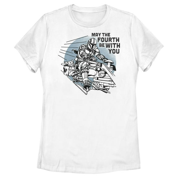 Women's Star Wars: The Mandalorian May the Fourth Be With You  Graphic Tee White 2X Large