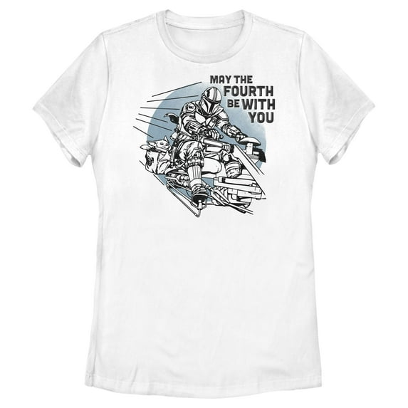 Women's Star Wars: The Mandalorian May the Fourth Be With You Graphic Tee White 2X Large