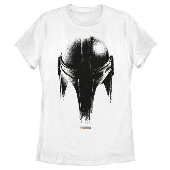 Women's Star Wars: The Mandalorian Metallic Helmet Graphic Tee White Medium
