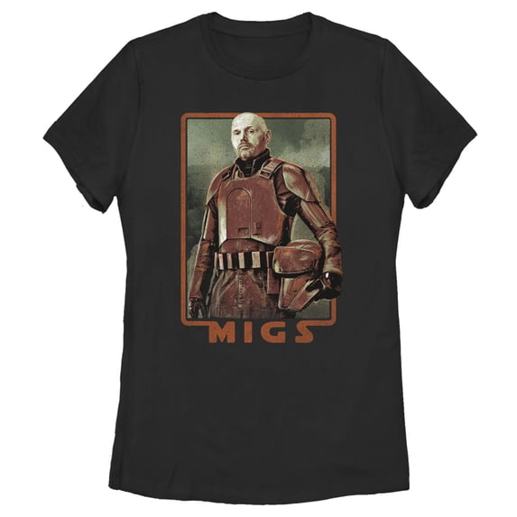 Women's Star Wars: The Mandalorian Migs Rustic Portrait Graphic Tee Black 2X Large
