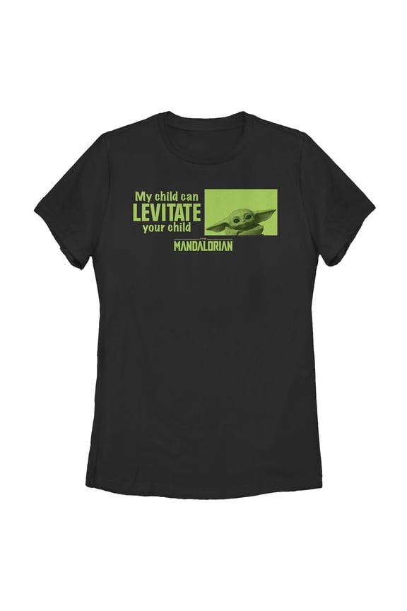 Women's Star Wars: The Mandalorian My Child Can Levitate Your Child Graphic Tee Black Medium