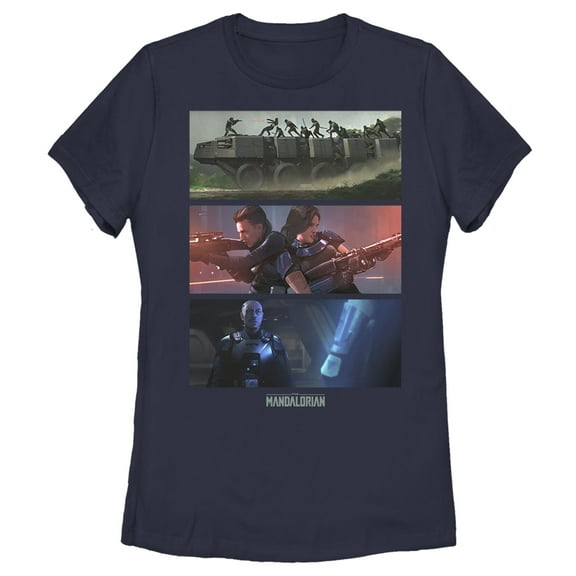 Women's Star Wars: The Mandalorian Playtime on Morak  Graphic Tee Navy Blue Medium