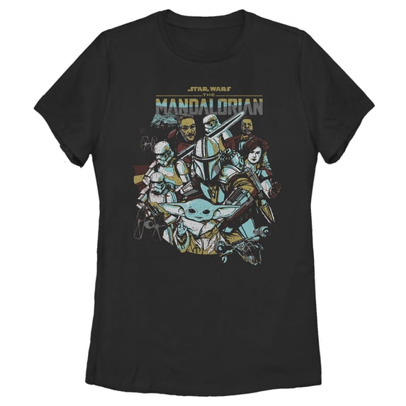 Women's Star Wars: The Mandalorian Protect The Child Graphic Tee Black Medium
