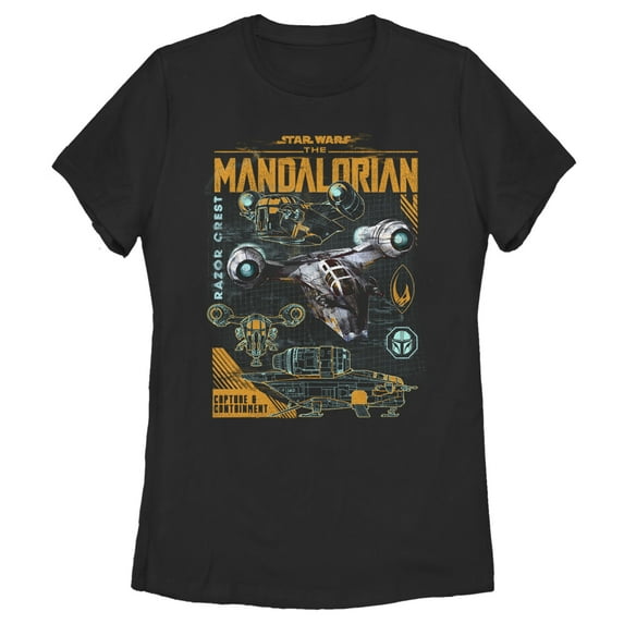 Women's Star Wars: The Mandalorian Razor Crest Capture and Containment Graphic Tee Black 2X Large