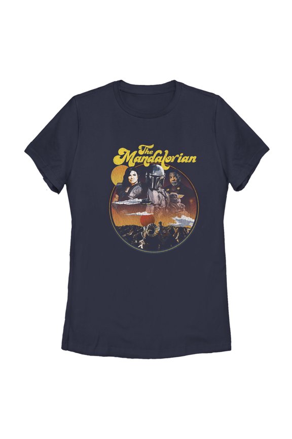 Women's Star Wars: The Mandalorian Razor Crest Crew  Graphic Tee Navy Blue Small