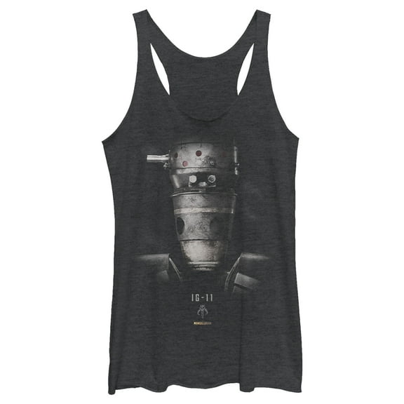Women's Star Wars: The Mandalorian Rusty IG-11 Droid  Racerback Tank Top Black Heather Large