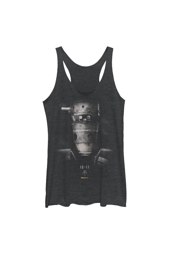 Women's Star Wars: The Mandalorian Rusty IG-11 Droid Racerback Tank Top Black Heather X Large