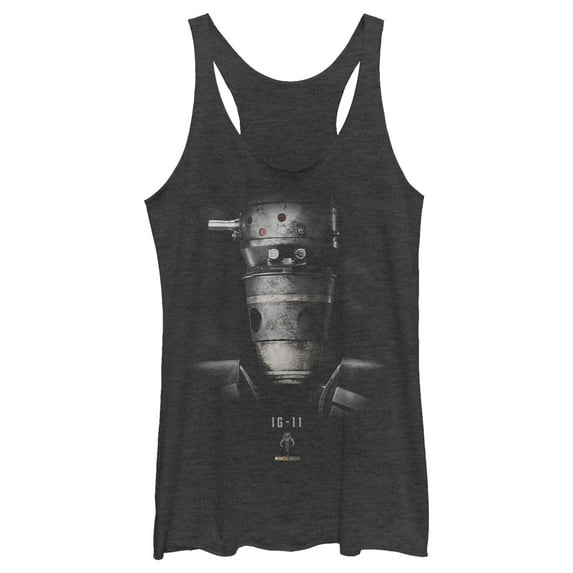 Women's Star Wars: The Mandalorian Rusty IG-11 Droid Racerback Tank Top Black Heather X Small