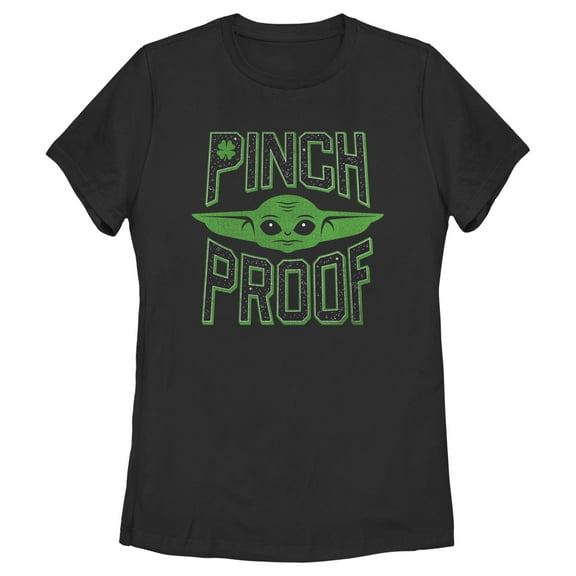 Women's Star Wars: The Mandalorian St. Patrick's Day Grogu Pinch Proof  Graphic Tee Black Large