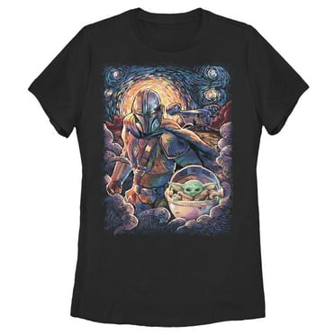Women's Star Wars: The Mandalorian Starry Night Best Friend Portrait  Graphic Tee Black Large