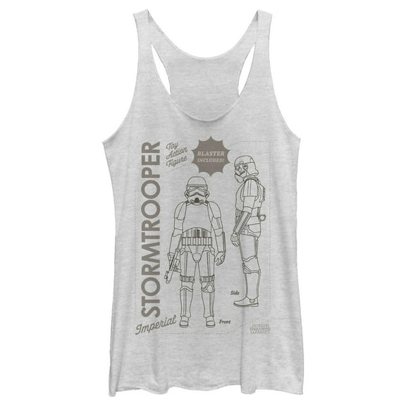 Women's Star Wars: The Mandalorian Stormtrooper Action Figure Racerback Tank Top White Heather X Large
