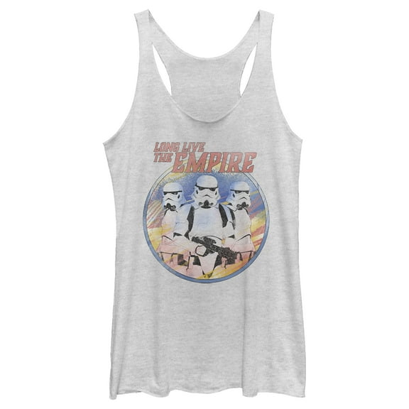 Women's Star Wars: The Mandalorian Stormtroopers Long Live The Empire  Racerback Tank Top White Heather Large