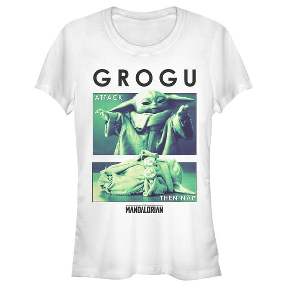 Women's Star Wars: The Mandalorian The Child Attack Then Nap Graphic Tee White Small